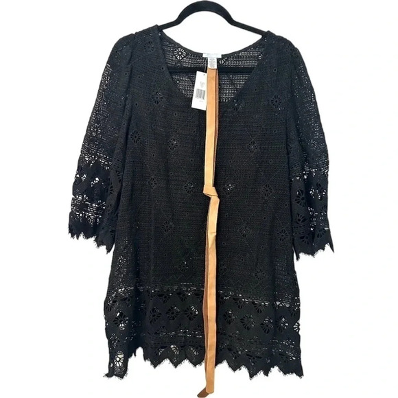 Eberjey Havanera Georgia Black Lace Dress or Swimsuit Coverup w/ Belt S/M NWT - Picture 1 of 10